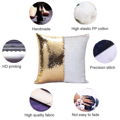 ELECTROPRIME DIY Two Tone Glitter Sequins Throw Pillow Case Reversible Sequin Magical Color Changing Pillow Cover, Size: 40*40cm(Green+Silver)