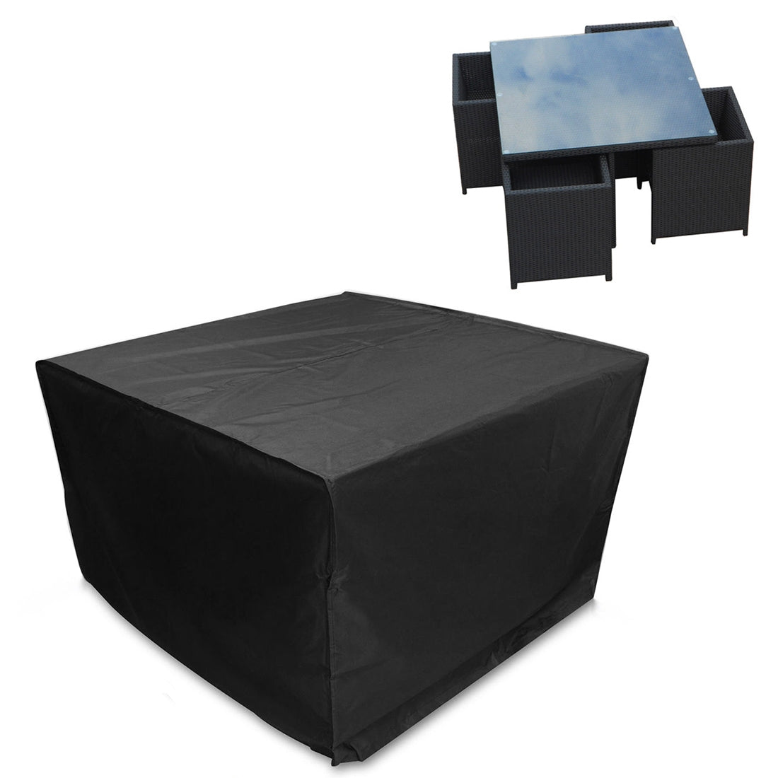 ELECTROPRIME Anti-UV Waterproof Dust-proof 210D Oxford Cloth Folding Table Chairs Protective Cover Outdoor Furniture Set Cover, Size: 123*123*74cm(Black)