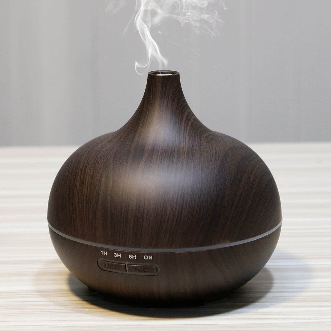 ELECTROPRIME W350 14W 300ML Wood Grain Aromatherapy Air Purifier Humidifier with LED Light for Office / Home Room(Coffee)