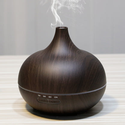 ELECTROPRIME W350 14W 300ML Wood Grain Aromatherapy Air Purifier Humidifier with LED Light for Office / Home Room(Coffee)
