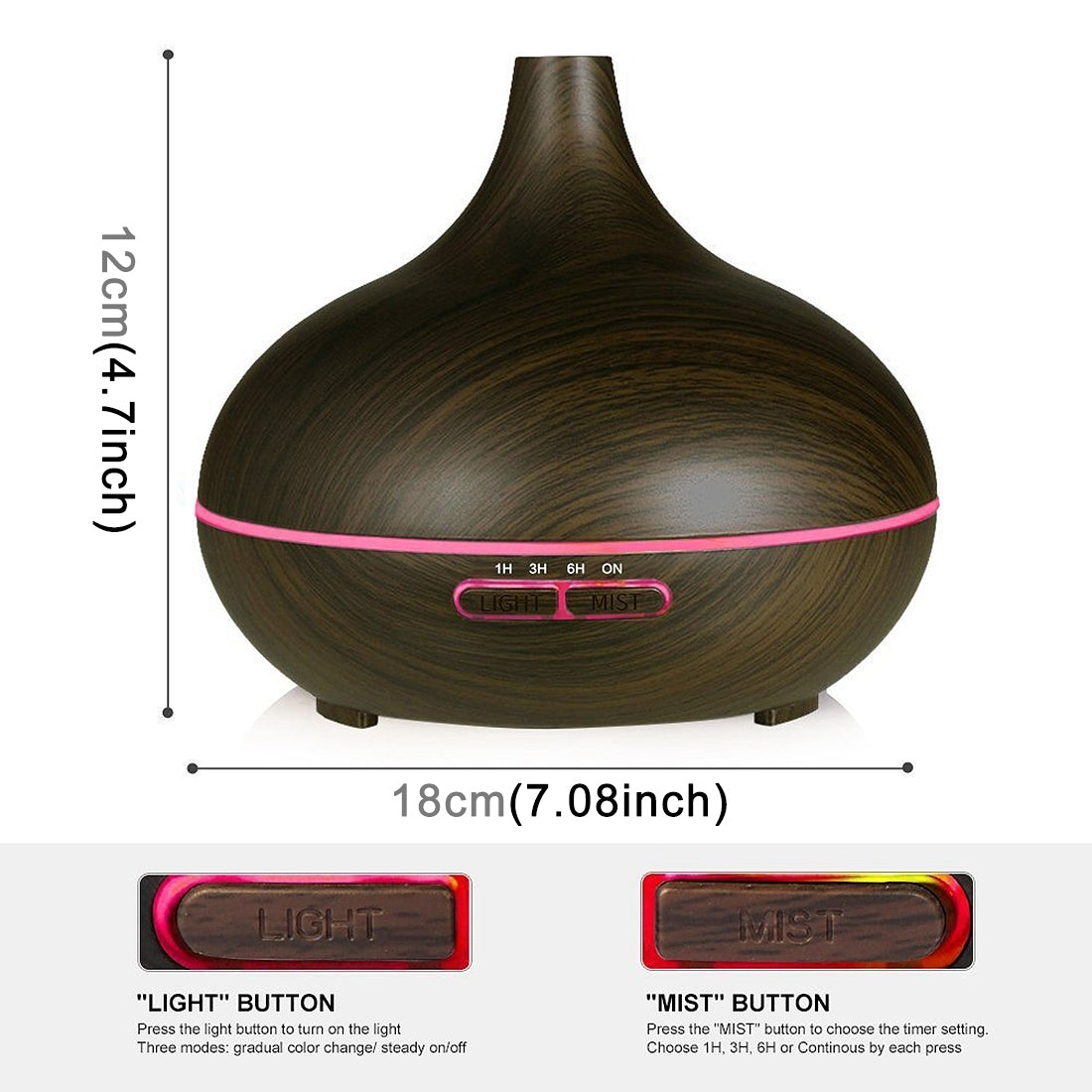 ELECTROPRIME W350 14W 300ML Wood Grain Aromatherapy Air Purifier Humidifier with LED Light for Office / Home Room(Coffee)
