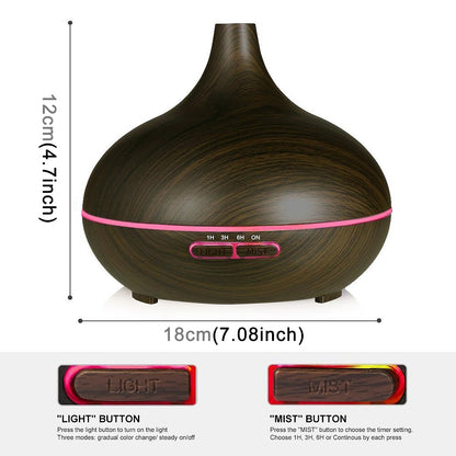 ELECTROPRIME W350 14W 300ML Wood Grain Aromatherapy Air Purifier Humidifier with LED Light for Office / Home Room(Coffee)