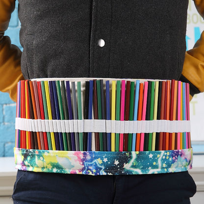 ELECTROPRIME 48 Slots Starry Sky Print Pen Bag Canvas Pencil Wrap Curtain Roll Up Pencil Case Stationery Pouch