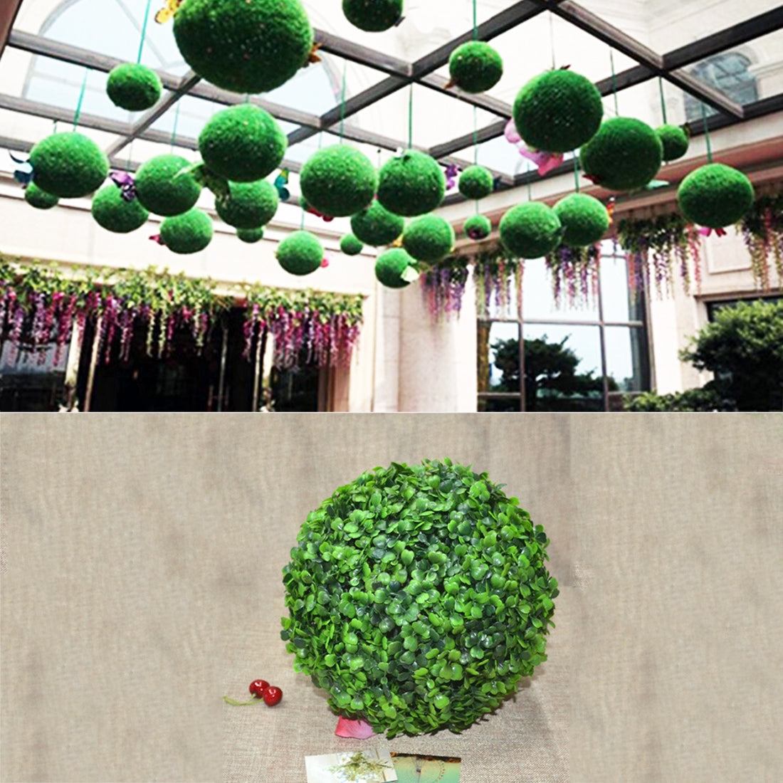 ELECTROPRIME Artificial Aglaia Odorata Plant Ball Topiary Wedding Event Home Outdoor Decoration Hanging Ornament, Diameter: 6.7 inch