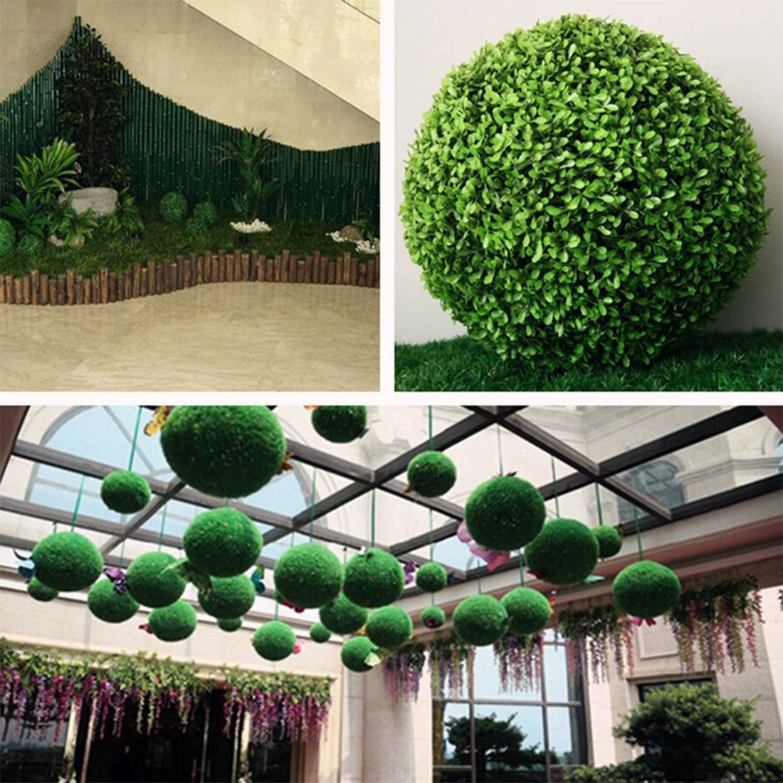ELECTROPRIME Artificial Aglaia Odorata Plant Ball Topiary Wedding Event Home Outdoor Decoration Hanging Ornament, Diameter: 10.7 inch