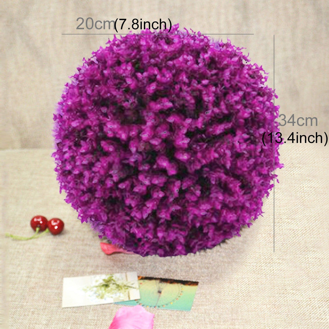 ELECTROPRIME Artificial Purple Eucalyptus Plant Ball Topiary Wedding Event Home Outdoor Decoration Hanging Ornament, Diameter: 13.4 inch