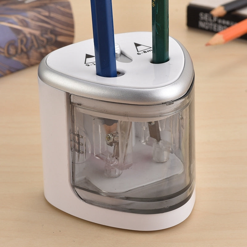 ELECTROPRIME Office School Stationery Battery Operated Dual Slots Electric Colored Pencil Sharpener, Random Color Delivery