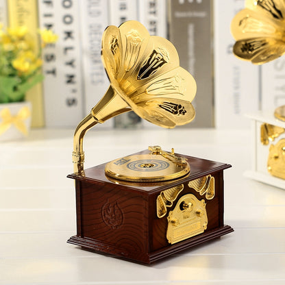 ELECTROPRIME Retro Phonograph Style Jewelry Sky City Music Box Home Decoration, Random Color Delivery