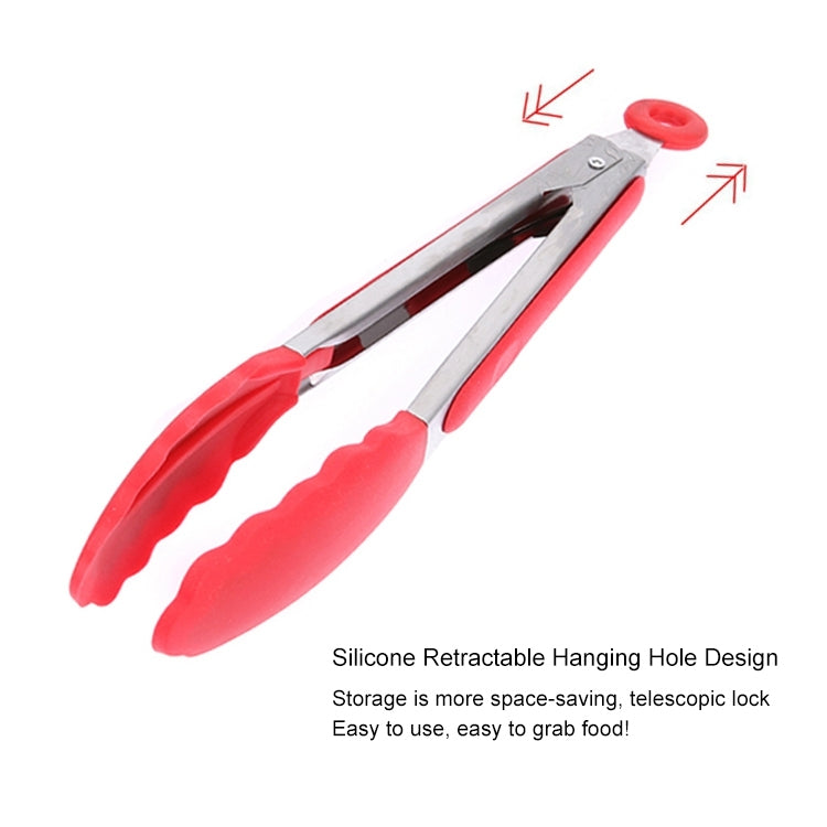 ELECTROPRIME 9 inch Silicone Non-slip Food Bread Barbecue BBQ Clip Tongs Kitchen Tools(Red)