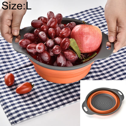 ELECTROPRIME Creative Folding Vegetables Fruits Storage Basket Organizer Drain Basket, L, Size: 29.5*23.5*10cm(Orange)