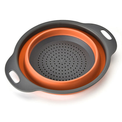 ELECTROPRIME Creative Folding Vegetables Fruits Storage Basket Organizer Drain Basket, L, Size: 29.5*23.5*10cm(Orange)