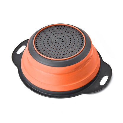 ELECTROPRIME Creative Folding Vegetables Fruits Storage Basket Organizer Drain Basket, L, Size: 29.5*23.5*10cm(Orange)