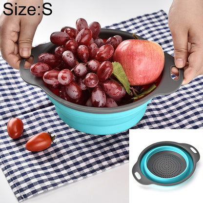 ELECTROPRIME Creative Folding Vegetables Fruits Storage Basket Organizer Drain Basket, S, Size: 24.5*20*9cm (Blue)