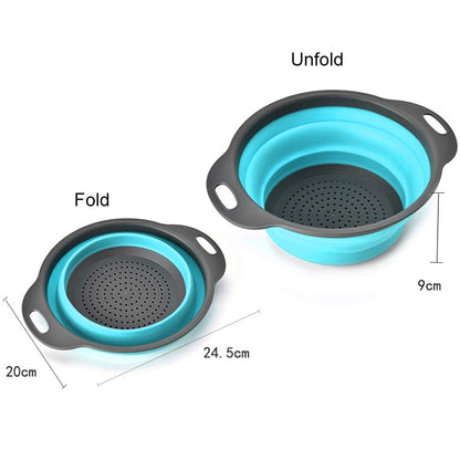 ELECTROPRIME Creative Folding Vegetables Fruits Storage Basket Organizer Drain Basket, S, Size: 24.5*20*9cm (Blue)