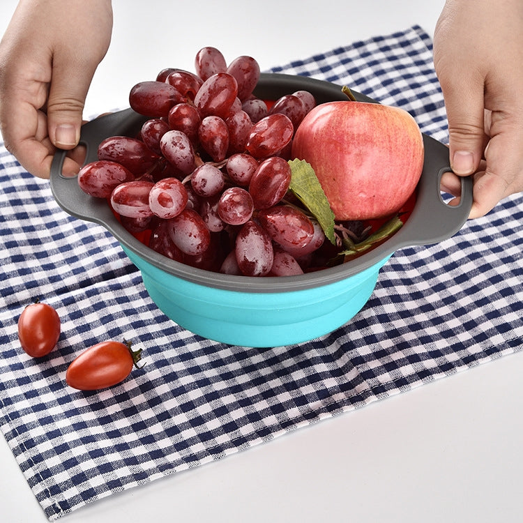ELECTROPRIME Creative Folding Vegetables Fruits Storage Basket Organizer Drain Basket, S, Size: 24.5*20*9cm (Blue)