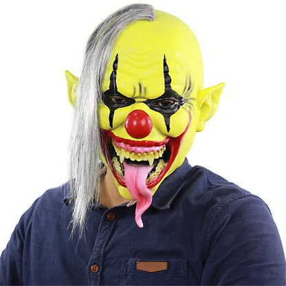 ELECTROPRIME Halloween Festival Party Latex Green Face Clown Frightened Mask, with Hair