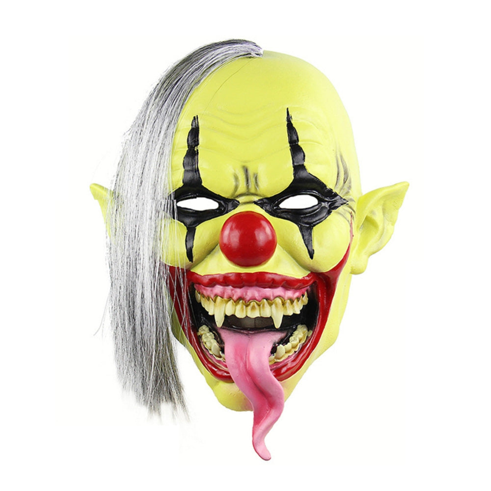 ELECTROPRIME Halloween Festival Party Latex Green Face Clown Frightened Mask, with Hair