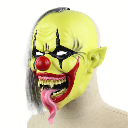 ELECTROPRIME Halloween Festival Party Latex Green Face Clown Frightened Mask, with Hair