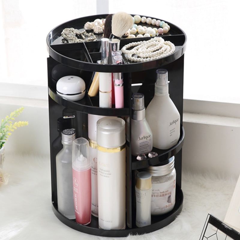 ELECTROPRIME 360 Degrees Rotate Functional Cosmetics Container Makeup Organizer Eco-friendly Storage Box, Size: 23 x 31cm(Black)