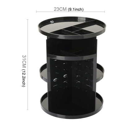 ELECTROPRIME 360 Degrees Rotate Functional Cosmetics Container Makeup Organizer Eco-friendly Storage Box, Size: 23 x 31cm(Black)