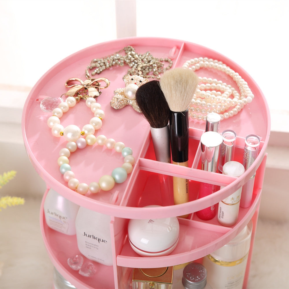 ELECTROPRIME 360 Degrees Rotate Functional Cosmetics Container Makeup Organizer Eco-friendly Storage Box, Size: 23 x 31cm(Black)