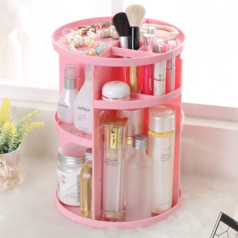 ELECTROPRIME 360 Degrees Rotate Functional Cosmetics Container Makeup Organizer Eco-friendly Storage Box, Size: 23 x 31cm(Pink)