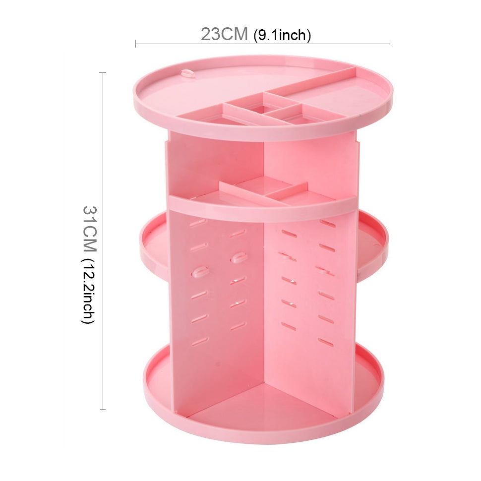 ELECTROPRIME 360 Degrees Rotate Functional Cosmetics Container Makeup Organizer Eco-friendly Storage Box, Size: 23 x 31cm(Pink)