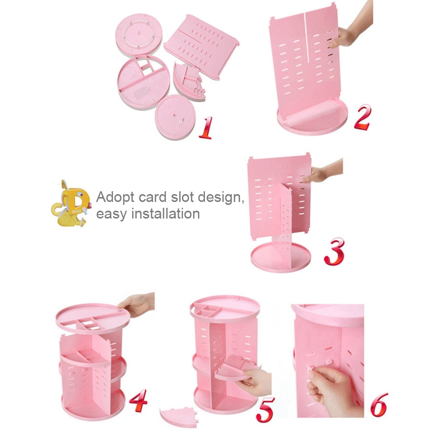 ELECTROPRIME 360 Degrees Rotate Functional Cosmetics Container Makeup Organizer Eco-friendly Storage Box, Size: 23 x 31cm(Pink)