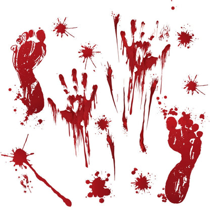 ELECTROPRIME Halloween Decorations PVC Creative Blood Handprints and Footprints Wall Stickers Window Stickers, Random Style Delivery