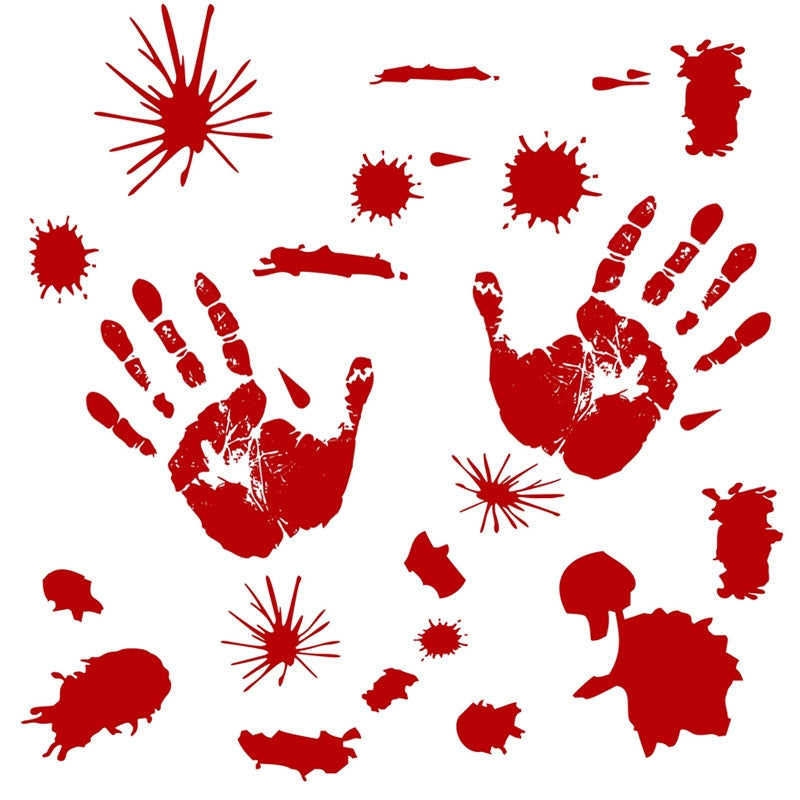 ELECTROPRIME Halloween Decorations PVC Creative Blood Handprints and Footprints Wall Stickers Window Stickers, Random Style Delivery