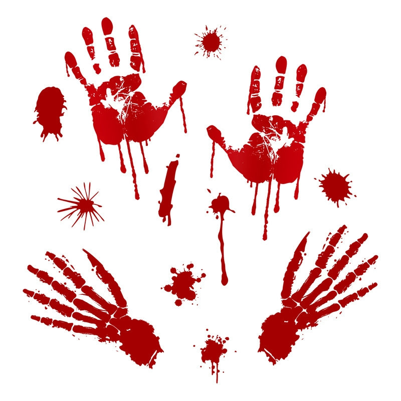 ELECTROPRIME Halloween Decorations PVC Creative Blood Handprints and Footprints Wall Stickers Window Stickers, Random Style Delivery