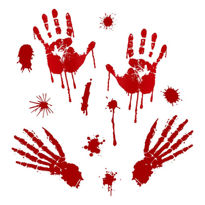 ELECTROPRIME Halloween Decorations PVC Creative Blood Handprints and Footprints Wall Stickers Window Stickers, Random Style Delivery