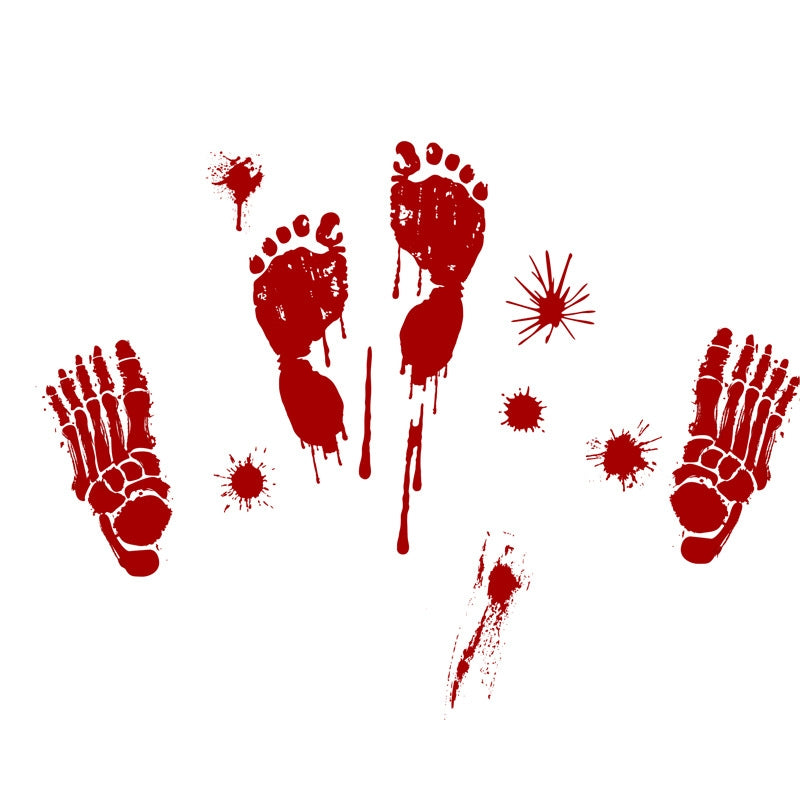 ELECTROPRIME Halloween Decorations PVC Creative Blood Handprints and Footprints Wall Stickers Window Stickers, Random Style Delivery