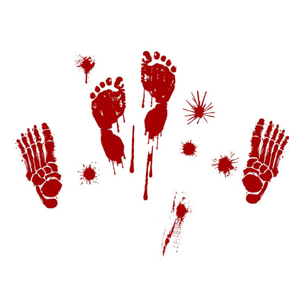 ELECTROPRIME Halloween Decorations PVC Creative Blood Handprints and Footprints Wall Stickers Window Stickers, Random Style Delivery