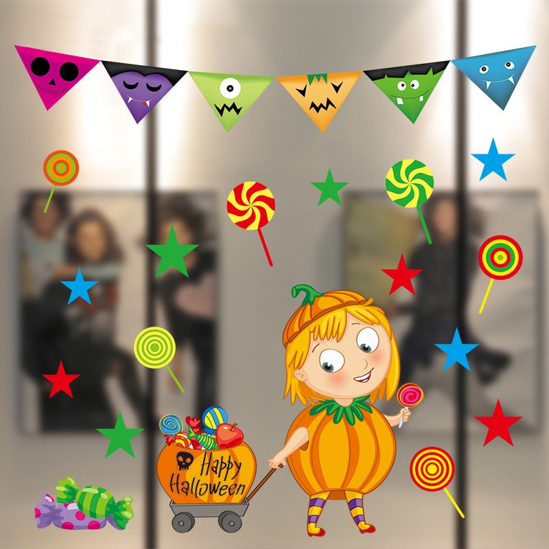 ELECTROPRIME Halloween Decorations PVC Personalized DIY Glass Electrostatic Stickers, Random Style Delivery
