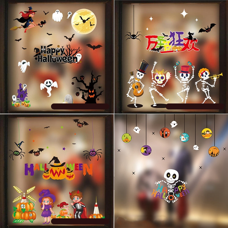 ELECTROPRIME Halloween Decorations PVC Personalized DIY Glass Electrostatic Stickers, Random Style Delivery