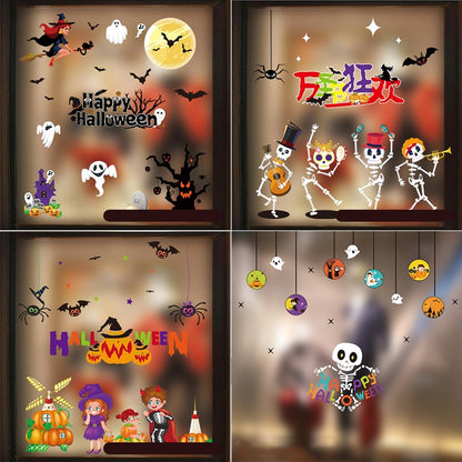 ELECTROPRIME Halloween Decorations PVC Personalized DIY Glass Electrostatic Stickers, Random Style Delivery
