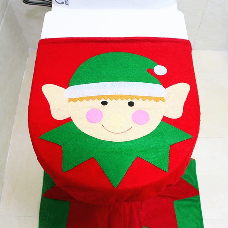 ELECTROPRIME Fancy Christmas Decoration Santa Elf Toilet Lid Cover, Size: 44 x 35cm