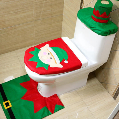 ELECTROPRIME Fancy Christmas Decoration Santa Elf Toilet Lid Cover, Size: 44 x 35cm