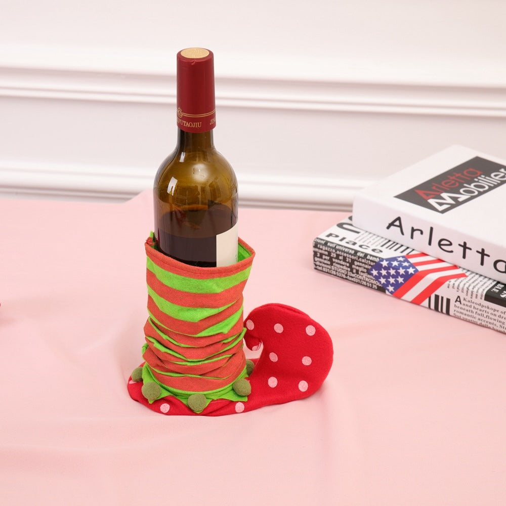 ELECTROPRIME Dot Pattern Sock Christmas Dinner Table Decoration Candy Bag