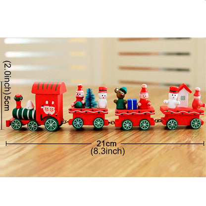 ELECTROPRIME Christmas Dinner Table Decoration, Wooden Trains Children Kindergarten Christmas Decoration Ornaments Gifts (Red)
