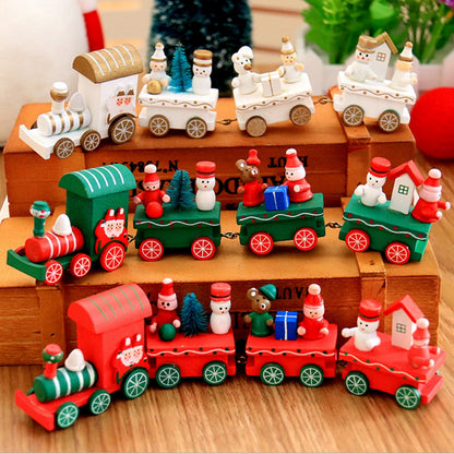 ELECTROPRIME Christmas Dinner Table Decoration, Wooden Trains Children Kindergarten Christmas Decoration Ornaments Gifts (White)