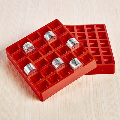 ELECTROPRIME 300 PCS Overlap Coins Game Coin Plastic Storage Box(Red)