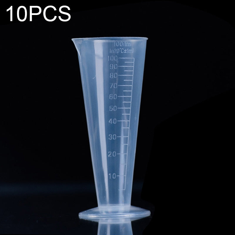 ELECTROPRIME 10 PCS 100ml Food Grade PP Plastic Flask Digital Cone Measuring Cup Cylinder Scale Measure Glass Lab Laboratory Tools(Transparent)