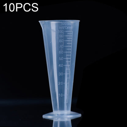 ELECTROPRIME 10 PCS 100ml Food Grade PP Plastic Flask Digital Cone Measuring Cup Cylinder Scale Measure Glass Lab Laboratory Tools(Transparent)