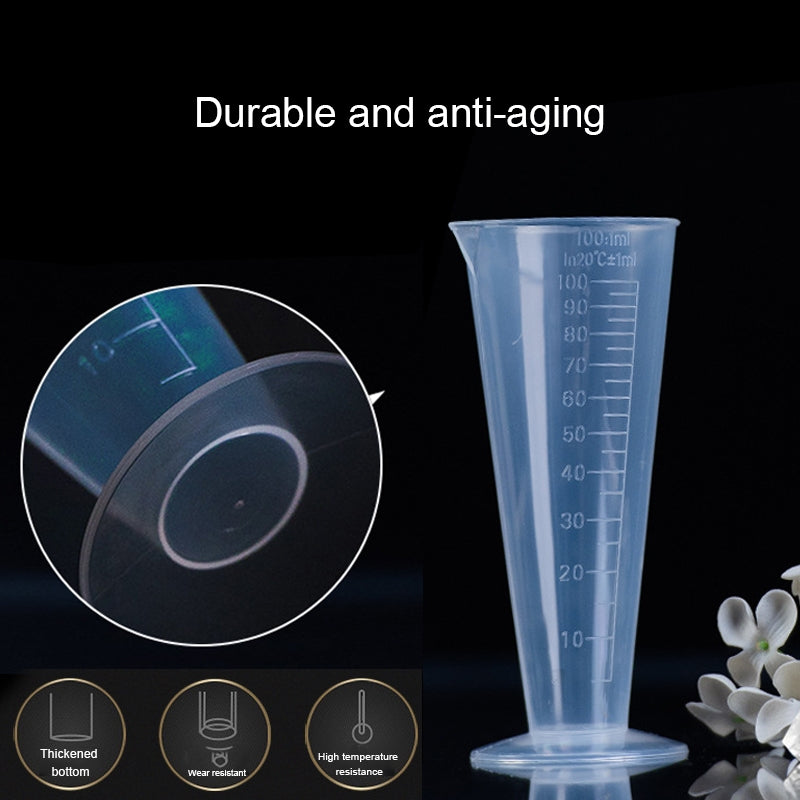 ELECTROPRIME 10 PCS 100ml Food Grade PP Plastic Flask Digital Cone Measuring Cup Cylinder Scale Measure Glass Lab Laboratory Tools(Transparent)
