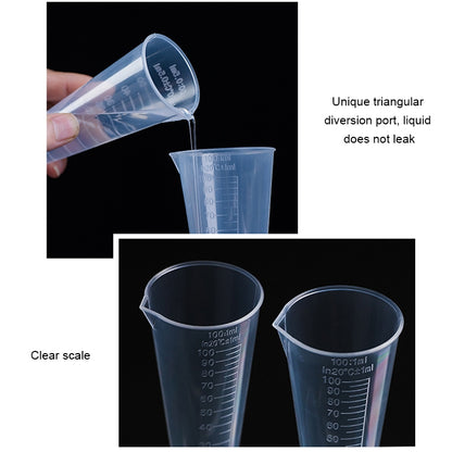 ELECTROPRIME 10 PCS 100ml Food Grade PP Plastic Flask Digital Cone Measuring Cup Cylinder Scale Measure Glass Lab Laboratory Tools(Transparent)