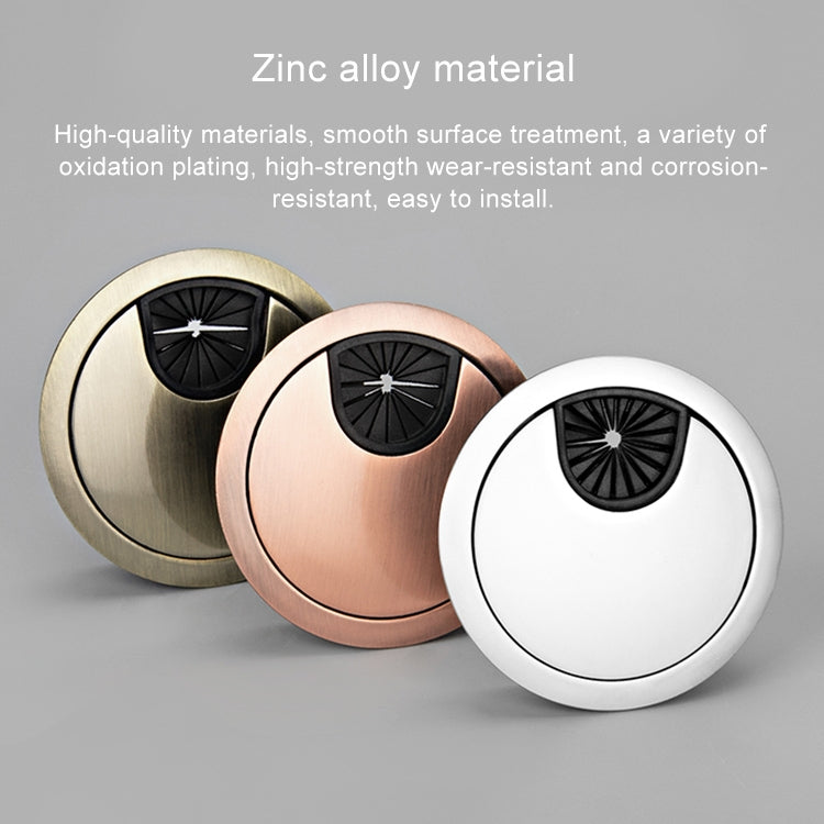 ELECTROPRIME Desk Computer Desktop Zinc Alloy Round Threading Box Hole Cover, Hole Diameter: 80mm  (Bright Gold)