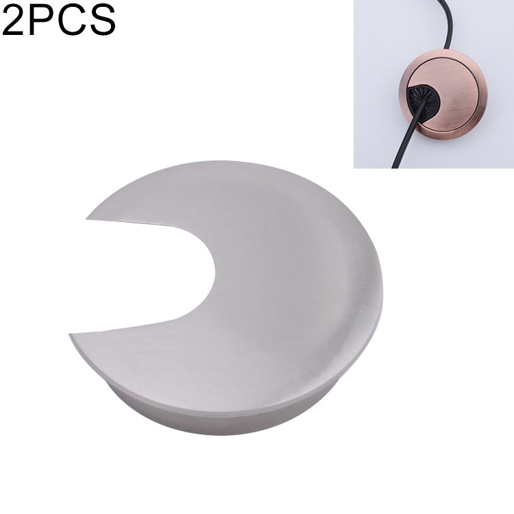 ELECTROPRIME 2 PCS Desk Computer Desktop Zinc Alloy Round Threading Box Hole Cover, Hole Diameter: 35mm (Brushed Steel)
