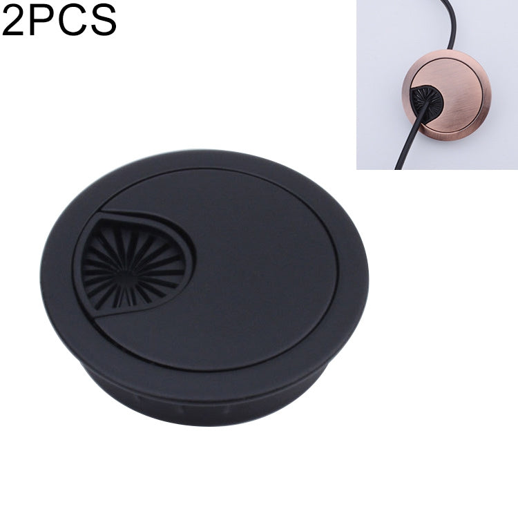 ELECTROPRIME 2 PCS Desk Computer Desktop Zinc Alloy Round Threading Box Hole Cover, Hole Diameter: 53mm (Matte Black)